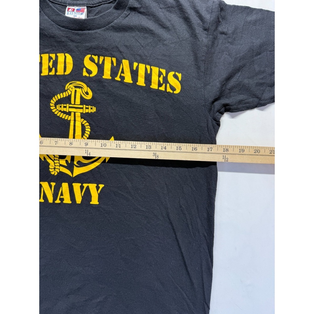 VTG Bayside The True American Made Tee Shirt Mens Small Black United States Navy - Picture 5 of 8